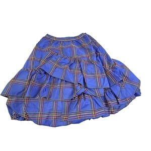 Anthropologie Maeve Tiered Ruffle Mini Skirt Womens 0 Purple Plaid